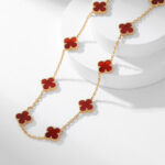 【Valleron Jewelry】CLOVER 10 MOTIFS CARNELIAN NECKLACE - Image 5