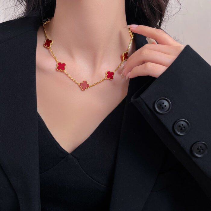 【Valleron Jewelry】CLOVER 10 MOTIFS CARNELIAN NECKLACE - Image 9