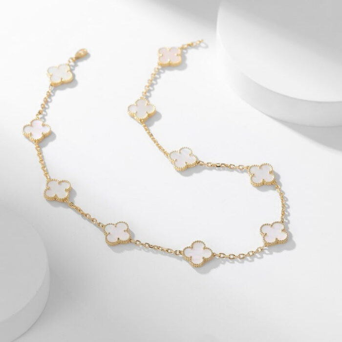 【Valleron Jewelry】CLOVER 10 MOTIFS WHITE MOTHER OF PEARL NECKLACE - Image 1