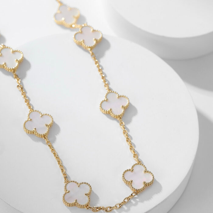 【Valleron Jewelry】CLOVER 10 MOTIFS WHITE MOTHER OF PEARL NECKLACE - Image 4