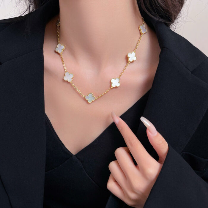 【Valleron Jewelry】CLOVER 10 MOTIFS WHITE MOTHER OF PEARL NECKLACE - Image 9