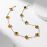 【Valleron Jewelry】CLOVER 10 MOTIFS TIGER EYE NECKLACE