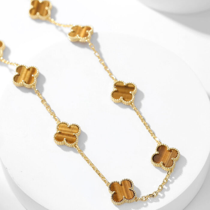 【Valleron Jewelry】CLOVER 10 MOTIFS TIGER EYE NECKLACE - Image 3