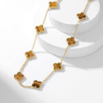 【Valleron Jewelry】CLOVER 10 MOTIFS TIGER EYE NECKLACE - Image 5