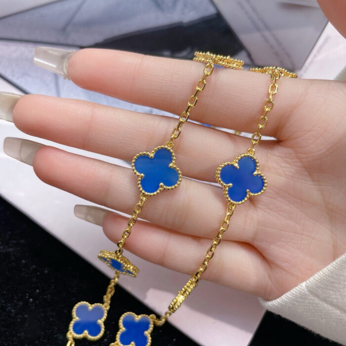 【Valleron Jewelry】CLOVER 10 MOTIFS BLUE AGATE NECKLACE - Image 2