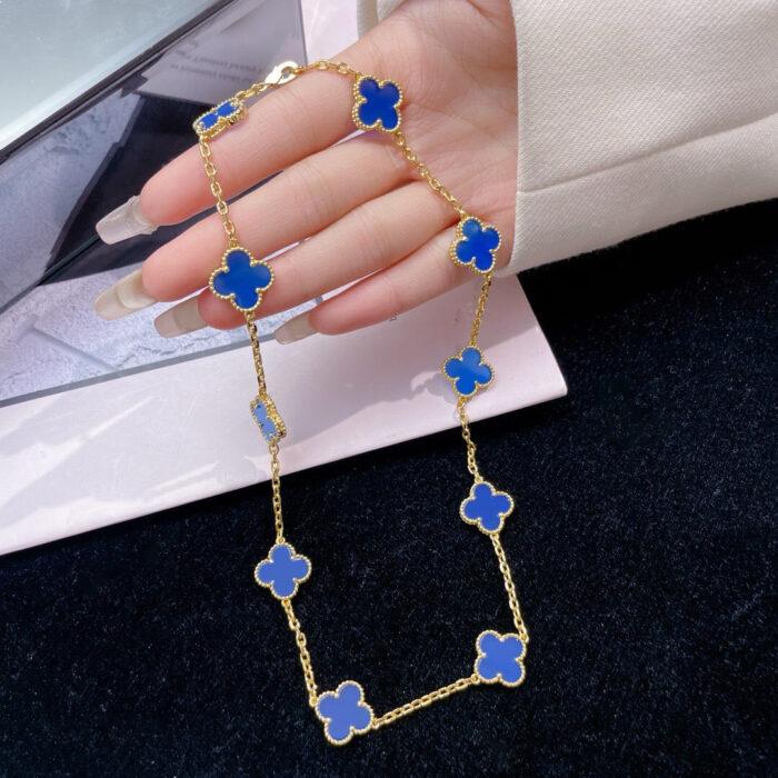 【Valleron Jewelry】CLOVER 10 MOTIFS BLUE AGATE NECKLACE - Image 3