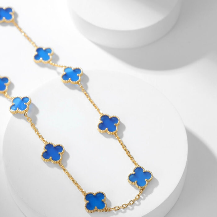 【Valleron Jewelry】CLOVER 10 MOTIFS BLUE AGATE NECKLACE - Image 4