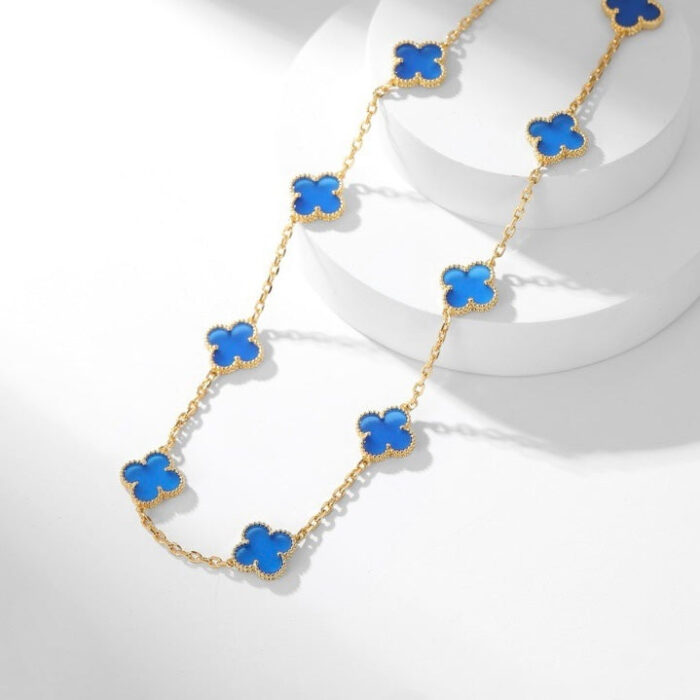 【Valleron Jewelry】CLOVER 10 MOTIFS BLUE AGATE NECKLACE - Image 5