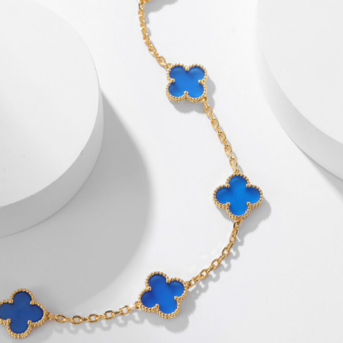【Valleron Jewelry】CLOVER 10 MOTIFS BLUE AGATE NECKLACE - Image 7