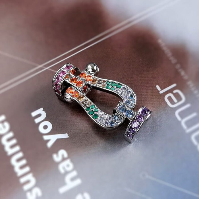 【Valeron Jewelry】FORC LARGE HORSESHOE  COLORED DIAMOND BRACELET SILVER - Image 15