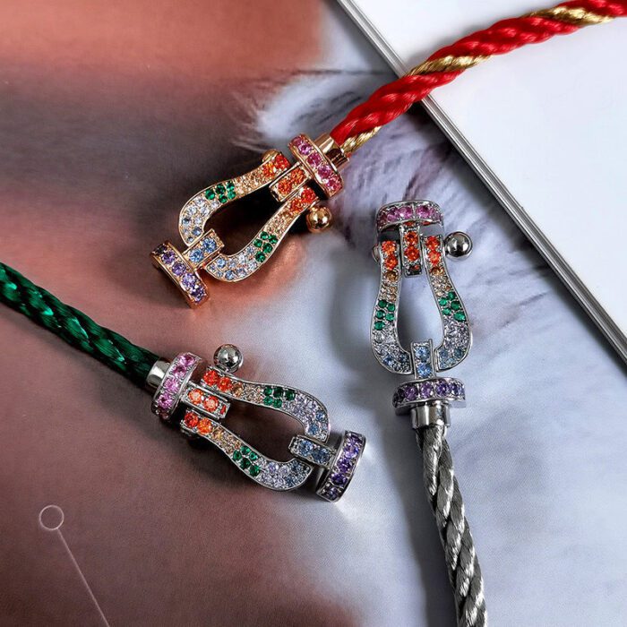 【Valeron Jewelry】FORC LARGE HORSESHOE  COLORED DIAMOND BRACELET SILVER - Image 17