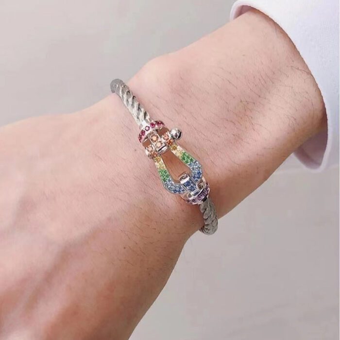 【Valeron Jewelry】FORC LARGE HORSESHOE  COLORED DIAMOND BRACELET SILVER - Image 19
