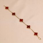 【Valleron Jewelry】CLOVER 5 MOTIFS RED AGATE  BRACELET - Image 12