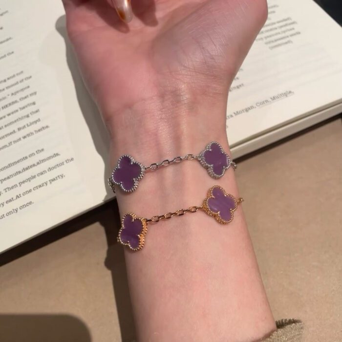 【Valeron Jewelry】CLOVER  5 MOTIFS  PURPLE VIOLET BRACELET - Image 6