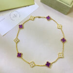 【Valleron Jewelry】CLOVER 10 MOTIFS  PURPLE VIOLET DIAMOND NECKLACE