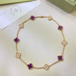 【Valleron Jewelry】CLOVER 10 MOTIFS  PURPLE VIOLET DIAMOND NECKLACE - Image 2