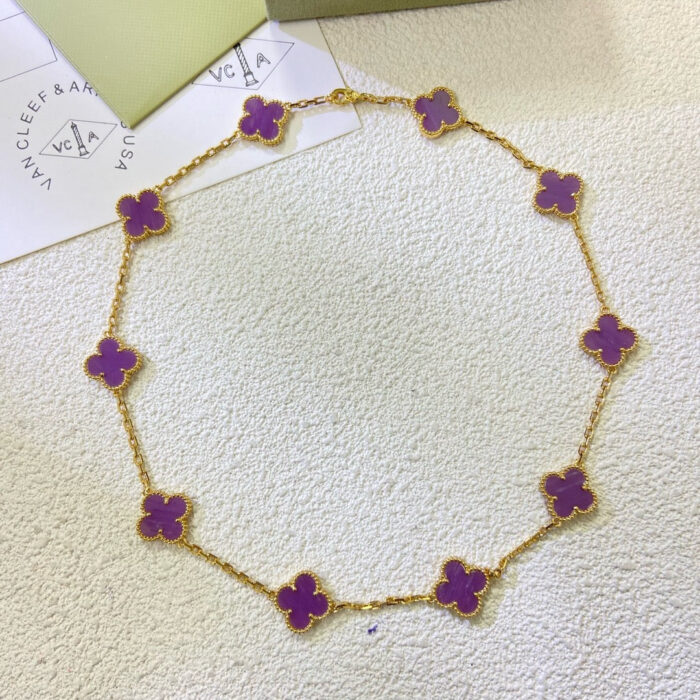 【Valleron Jewelry】CLOVER 10 MOTIFS  PURPLE VIOLET  NECKLACE - Image 1