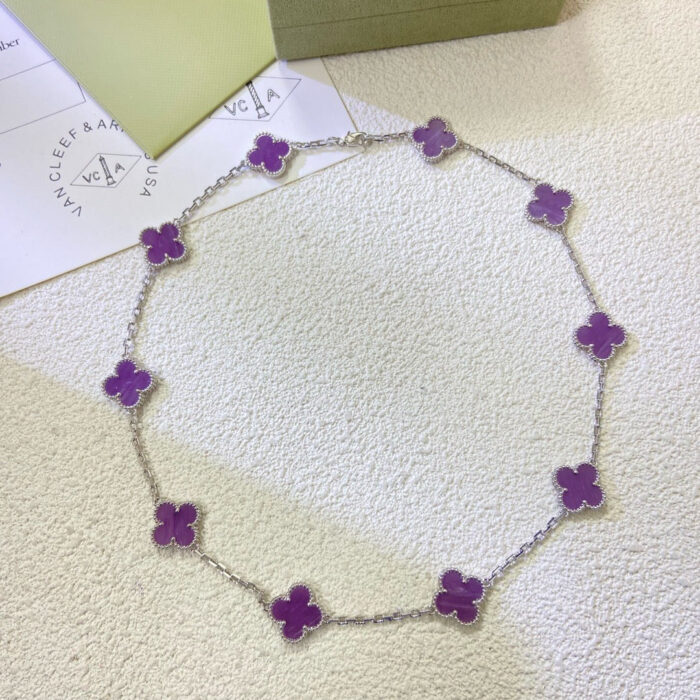 【Valleron Jewelry】CLOVER 10 MOTIFS  PURPLE VIOLET  NECKLACE - Image 3