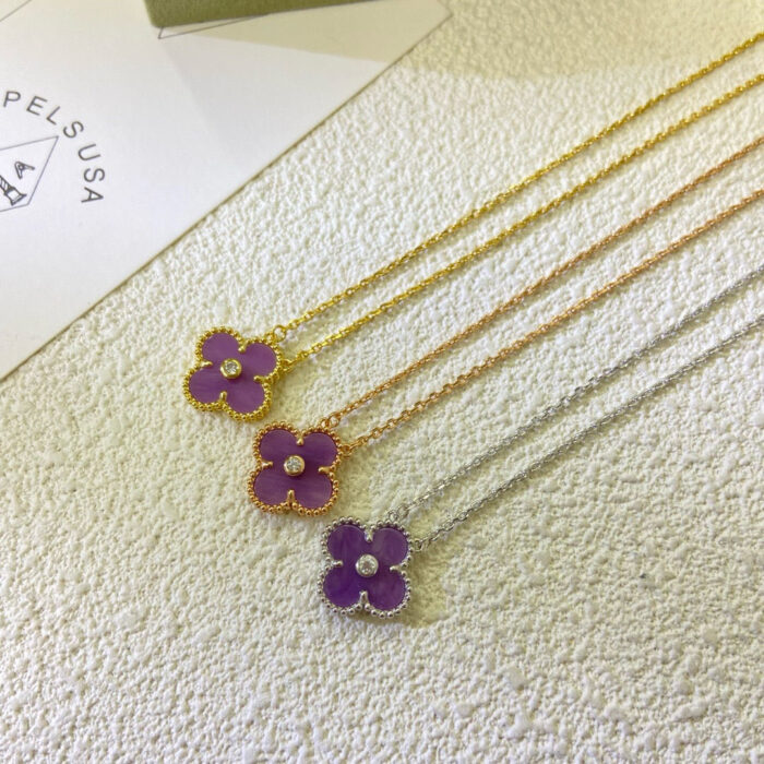 【Valleron Jewelry】CLOVER 15MM DIAMOND  PURPLE VIOLET NECKLACE - Image 2