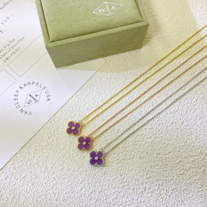 【Valleron Jewelry】CLOVER 15MM DIAMOND  PURPLE VIOLET NECKLACE - Image 3