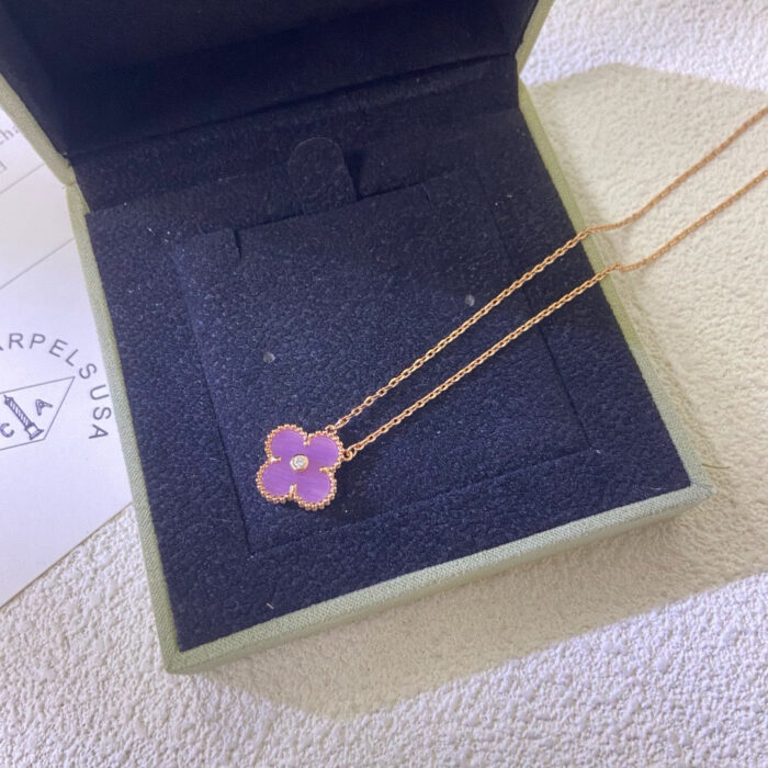 【Valleron Jewelry】CLOVER 15MM DIAMOND  PURPLE VIOLET NECKLACE - Image 4