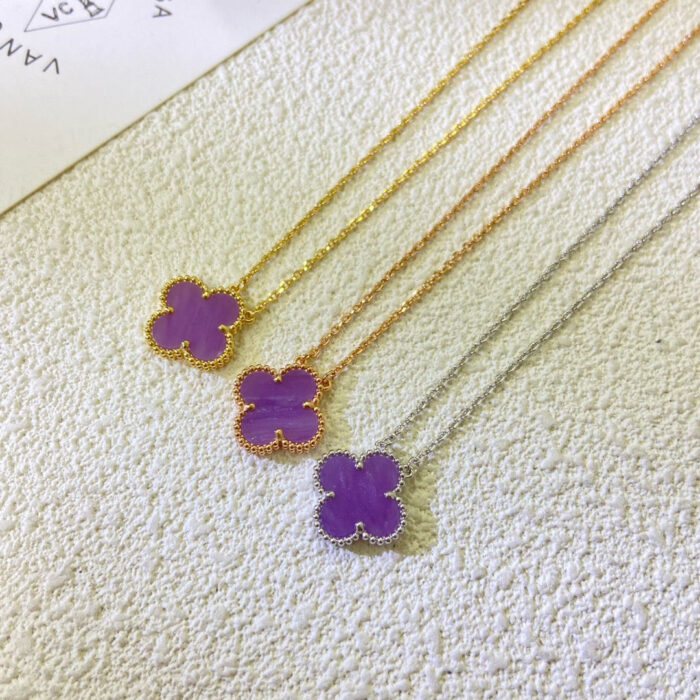 【Valleron Jewelry】CLOVER 15MM  PURPLE VIOLET NECKLACE - Image 2