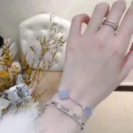 【Valleron Jewelry】CLOVER  5 MOTIF PURPLE CHALCEDONY BRACELET SILVER - Image 3