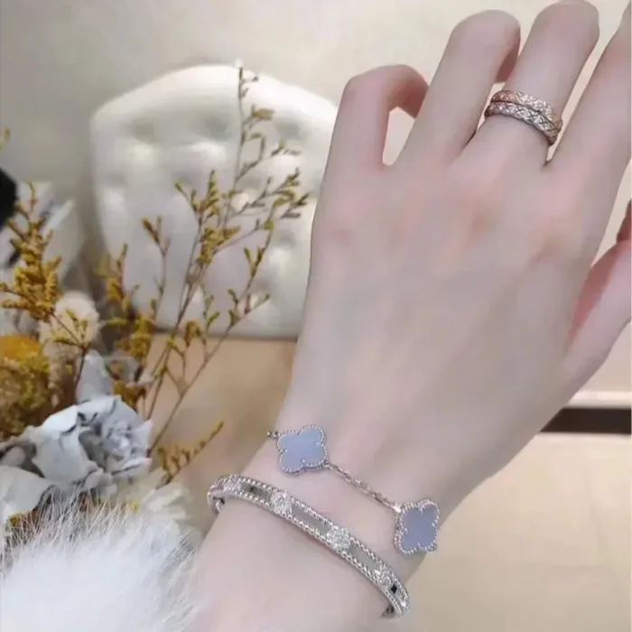 【Valleron Jewelry】CLOVER  5 MOTIF PURPLE CHALCEDONY BRACELET SILVER - Image 3