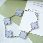 【Valleron Jewelry】CLOVER  5 MOTIF PURPLE CHALCEDONY BRACELET SILVER - Image 2