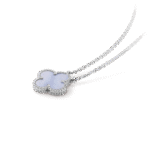 【Valleron Jewelry】CLOVER 15MM BLUE CHALCEDONY NECKLACE SILVER - Image 2