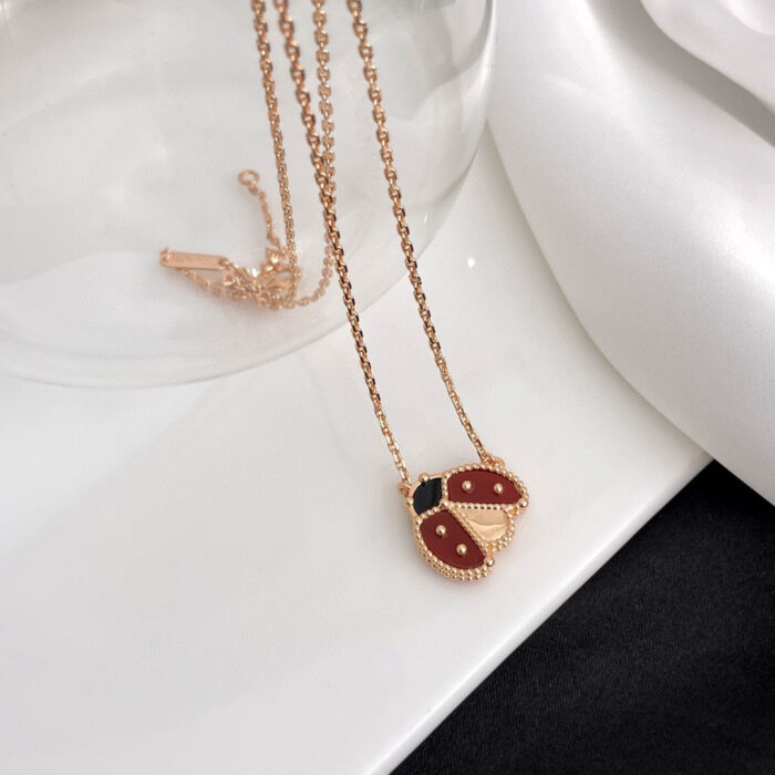 【Valleron Jewelry】LUCKY  CARNELIANS LADYBUG NECKLACE - Image 1