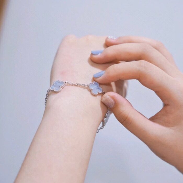 【Valleron Jewelry】CLOVER  5 MOTIF PURPLE CHALCEDONY BRACELET SILVER - Image 6