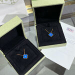 【Valerone Jewelry】CLOVER 15MM DIAMOND AND BLUE AGATE NECKLACE - Image 5