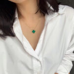 【Valleron Jewelry】CLOVER 15MM MALACHITE SINGLE FLOWER  NECKLACE - Image 9