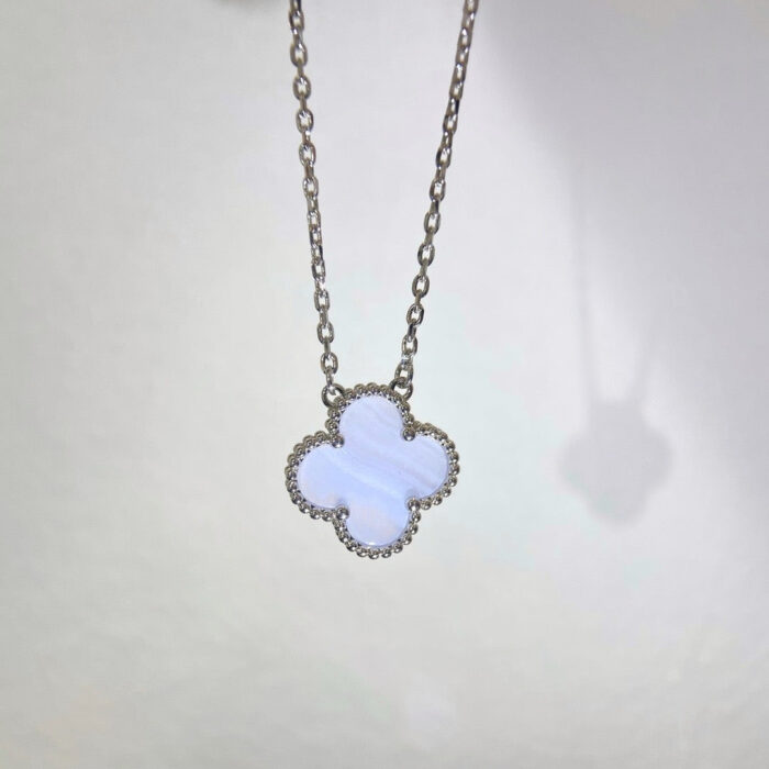 【Valleron Jewelry】CLOVER 15MM BLUE CHALCEDONY NECKLACE SILVER - Image 6