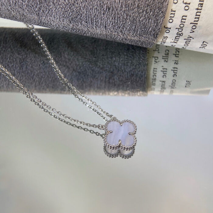 【Valleron Jewelry】CLOVER 15MM BLUE CHALCEDONY NECKLACE SILVER - Image 8