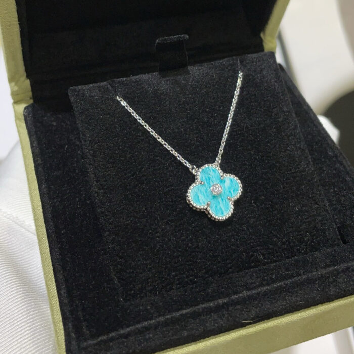 【Valleron Jewelry】CLOVER 15MM DIAMOND SVRES PORCELAIN  NECKLACE SILVER - Image 6