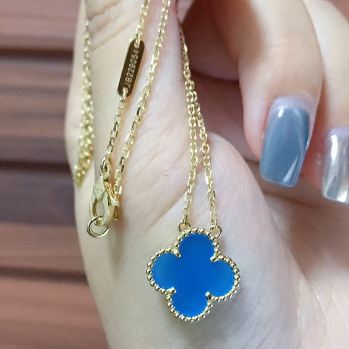 【Valerone Jewelry】CLOVER 15MM BLUE AGATE NECKLACE - Image 9
