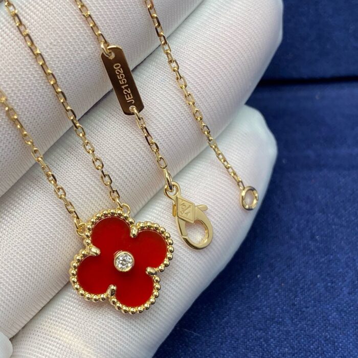 【Valleron Jewelry】CLOVER 15MM DIAMOND CARNELIAN NECKLACE - Image 4