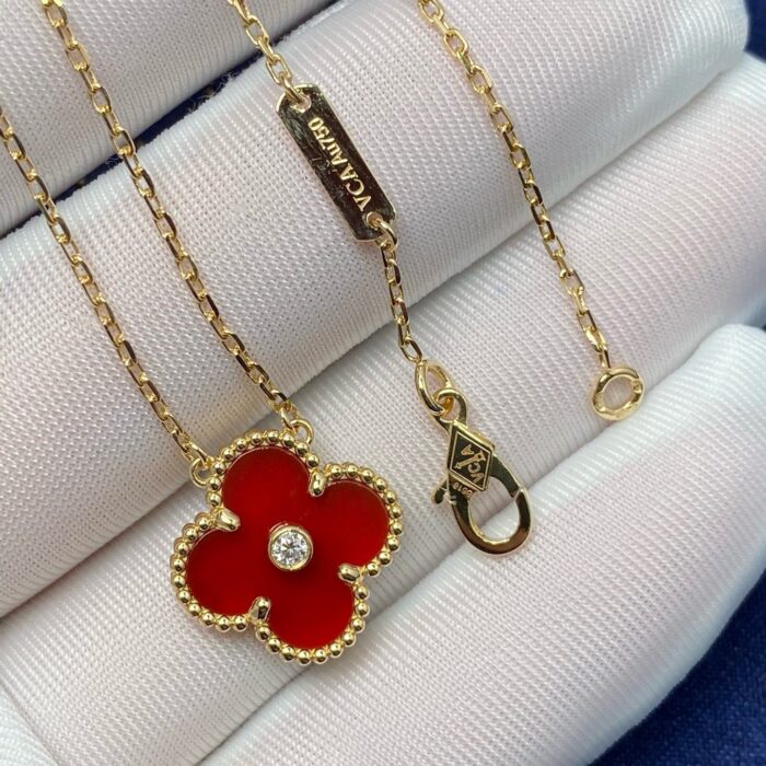 【Valleron Jewelry】CLOVER 15MM DIAMOND CARNELIAN NECKLACE - Image 3