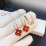 【Valleron Jewelry】CLOVER 15MM DIAMOND CARNELIAN NECKLACE - Image 5
