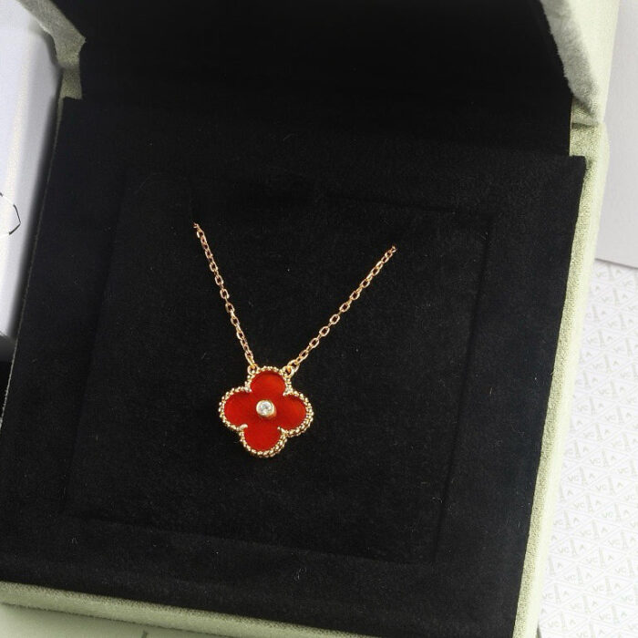 【Valleron Jewelry】CLOVER 15MM DIAMOND CARNELIAN NECKLACE - Image 6