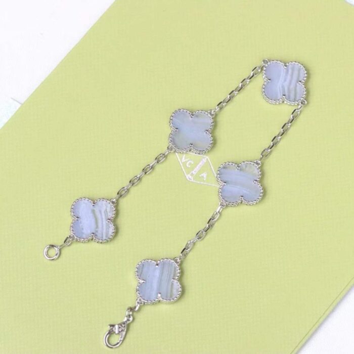 【Valleron Jewelry】CLOVER  5 MOTIF PURPLE CHALCEDONY BRACELET SILVER - Image 7