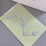 【Valerone Jewelry】CLOVER  5 MOTIF DIAMOND PURPLE CHALCEDONY BRACELET SILVER - Image 7