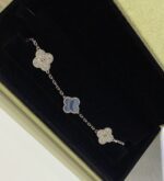 【Valerone Jewelry】CLOVER  5 MOTIF DIAMOND PURPLE CHALCEDONY BRACELET SILVER - Image 11