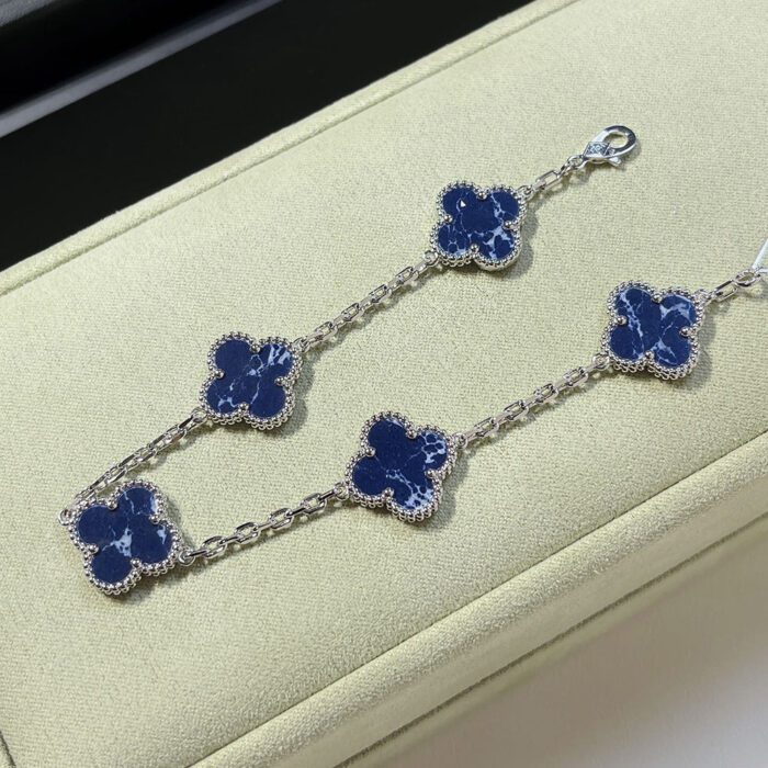 【Valleron Jewelry】CLOVER 5 MOTIF PIETERSITE SILVER BRACELET - Image 2