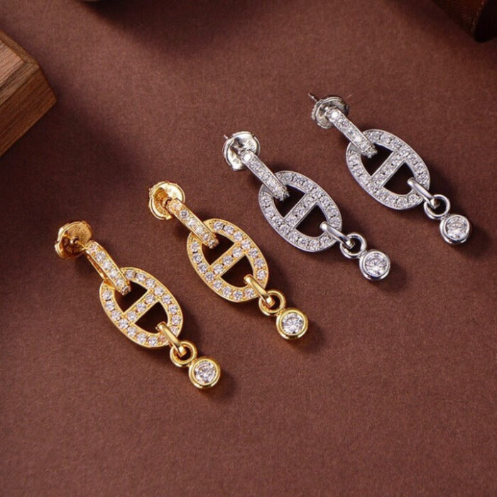 【Valeron Jewelry】HM CHAINE DIAMOND EARRINGS - Image 1