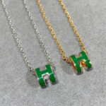 【Valleron Jewelry】POP H GREEN NECKLACE SILVER AND GOLD