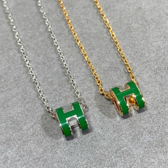 【Valleron Jewelry】POP H GREEN NECKLACE SILVER AND GOLD - Image 1