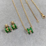 【Valleron Jewelry】POP H GREEN NECKLACE SILVER AND GOLD - Image 5